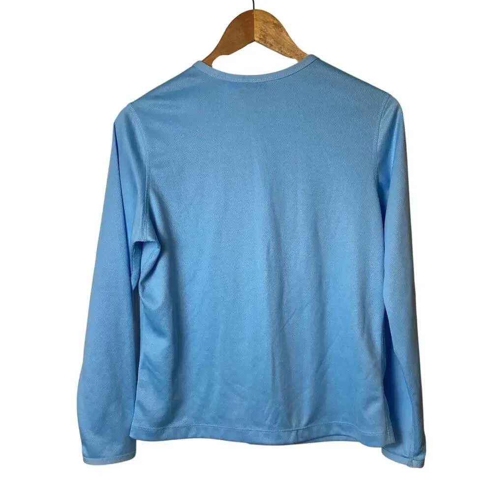 Nike Light Blue Waffle Texture Long Sleeve Athletic Top Women's Size Medium